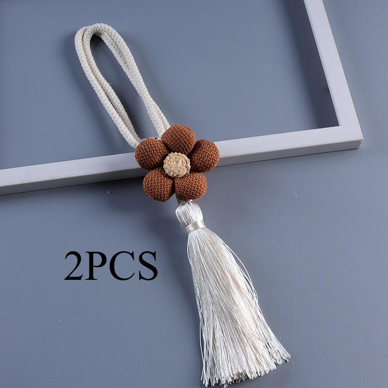2PCS.2025 New Five-Petal Flower Curtain Tiebacks, Cottagecore Tassel Straps, Universal Decor Accessories for Home