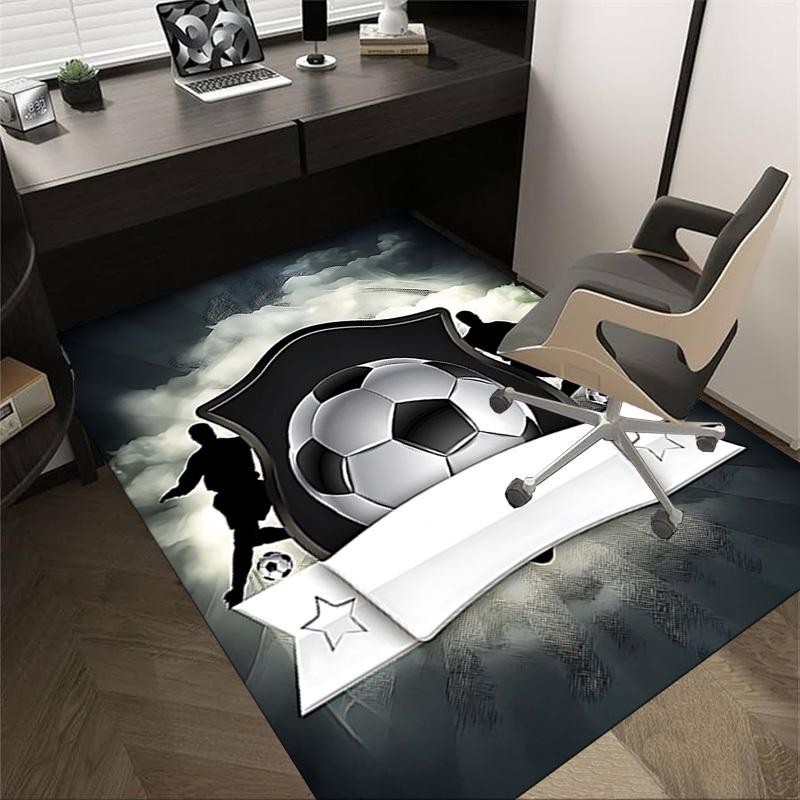 

1PC Soccer Ball Football Non-Slip Floor Carpet Compatible for Office&Living Room&Dining room - Flat-Weave Machine- Soft & Pattern-E290 60cm by 90cm