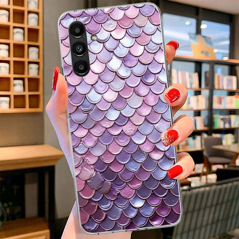 Fish Scale Pattern Mermaid Phone Case For Samsung Galaxy A17 A37 A57 A16 A26 A36 A56 A15 A25 A35 A55 A14 A24 A34 A54 A13 A23 A33