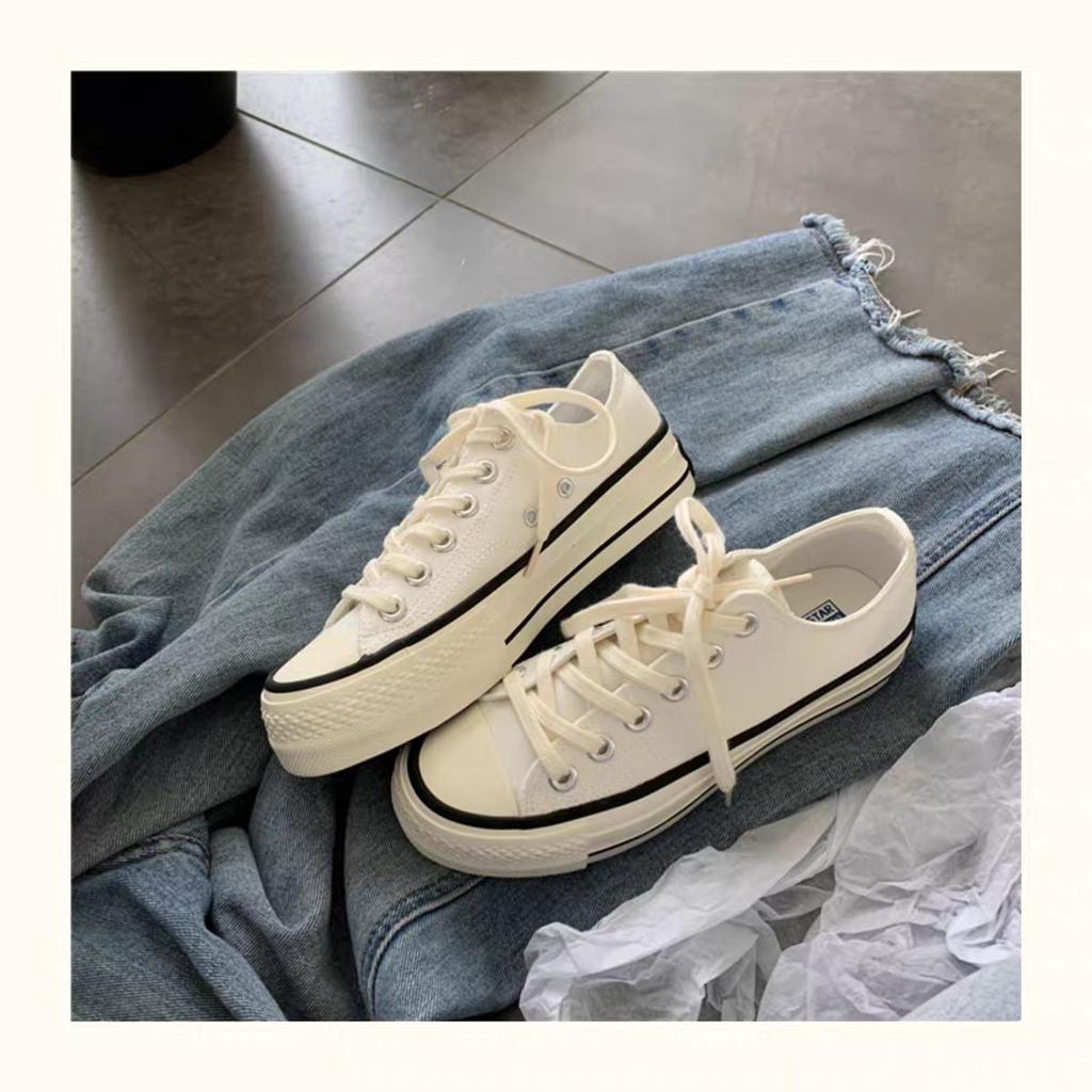 Ryan Vulcanized Women's Shoes White Low-top Platform Canvas Shoes Women's Versatile Shoes Heightening Cloth Shoes Women's Ins Tide