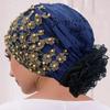Embroidery Beading Turban Cap for Women Muslim Headscarf Hat Hairloss Chemo African Headwrap Bonnet Cap