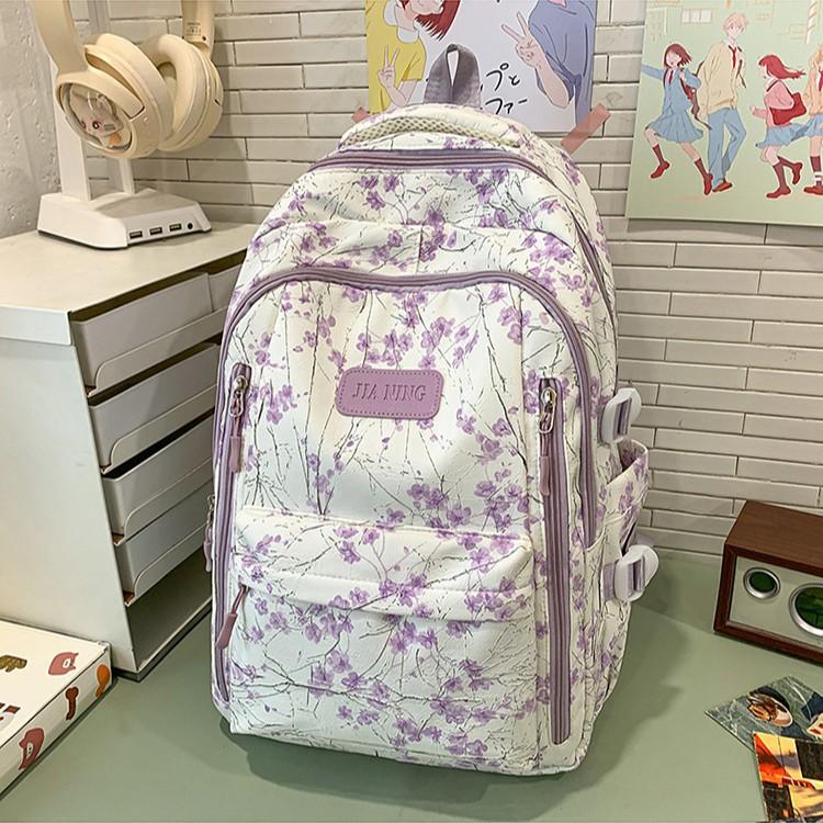 New Sweet Girl Backpack Waterproof Primary School Junior High School Student Schoolbag Printed Bamboo Literary Chinese Style Backpack