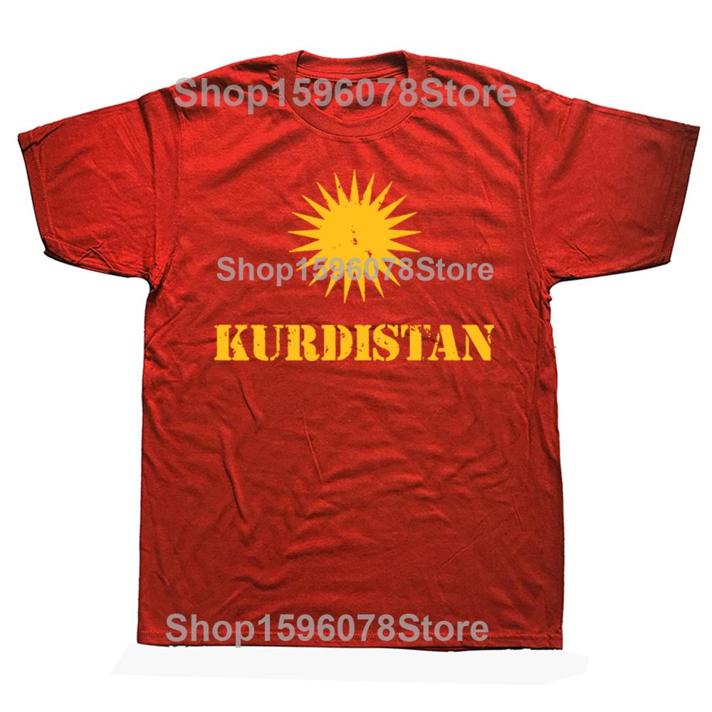 Retro Kurdistánský Kurdský Kurdská Vlajka Grafická Pánská Bavlněná Humor Streetwear Trička Krátký Rukáv Unisex Volné Oblečení