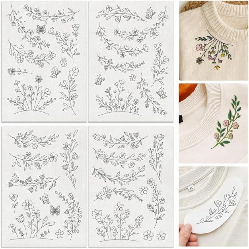 

4 аркуші А4 Стабілізатори для ручного шиття, Змивний водорозчинний стабілізатор, Відривний, Стабілізатори для машинної вишивки з візерунками