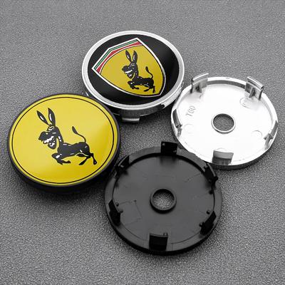 4 stuks Voor Ferrari Donkey Auto Accessoires 56mm+60mm Ferrari Donkey Logo Badge Embleem Auto Wielnaaf Centerkappen Velg Cover Stickers