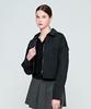DEPASION Crop Long Sleeve Oversized Zipper Collar Shirt Jacket (Black)