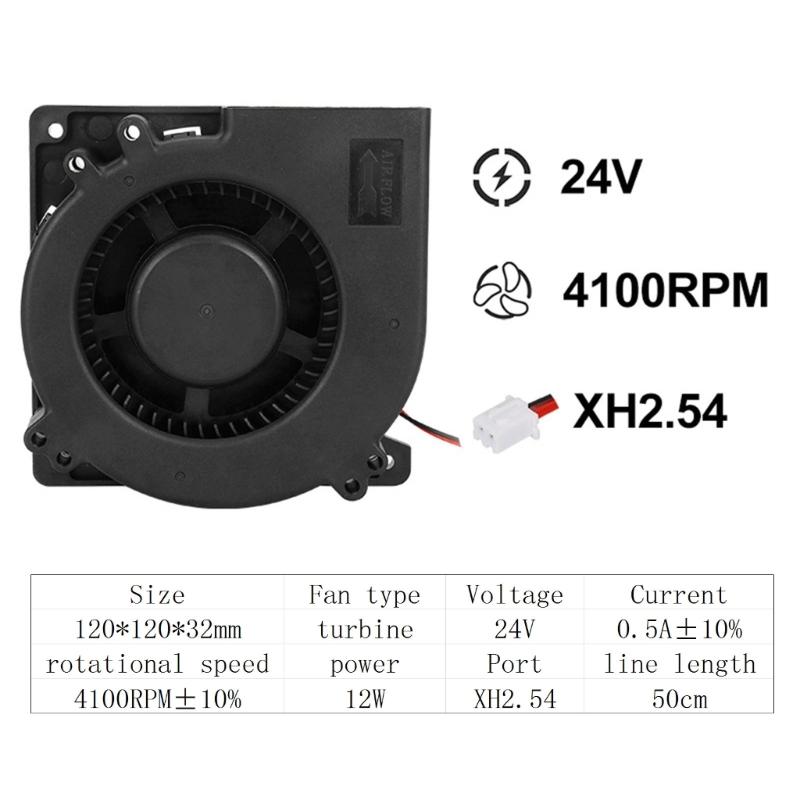 For KLP1 3D Printer Powerful Blower Fan 12W 24V 120x120x32 Efficient Quiet 12032 Cooling Fan
