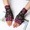 1pair Women's Semi-Finger Lace Gloves with Floral Pattern - Anti-UV, Breathable, and Elegant for Driving and Fashion
