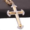 POMOiii Classic Triple Cross Titanium Stainless Steel Pendant Necklace with Chain for Men and Women