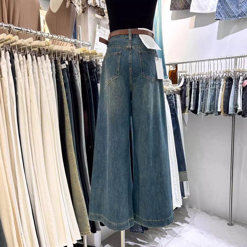 2025 Retro High-Waist Wide-Leg Jeans - Washed, Slimming, Versatile, Straight-Leg, Casual Wear