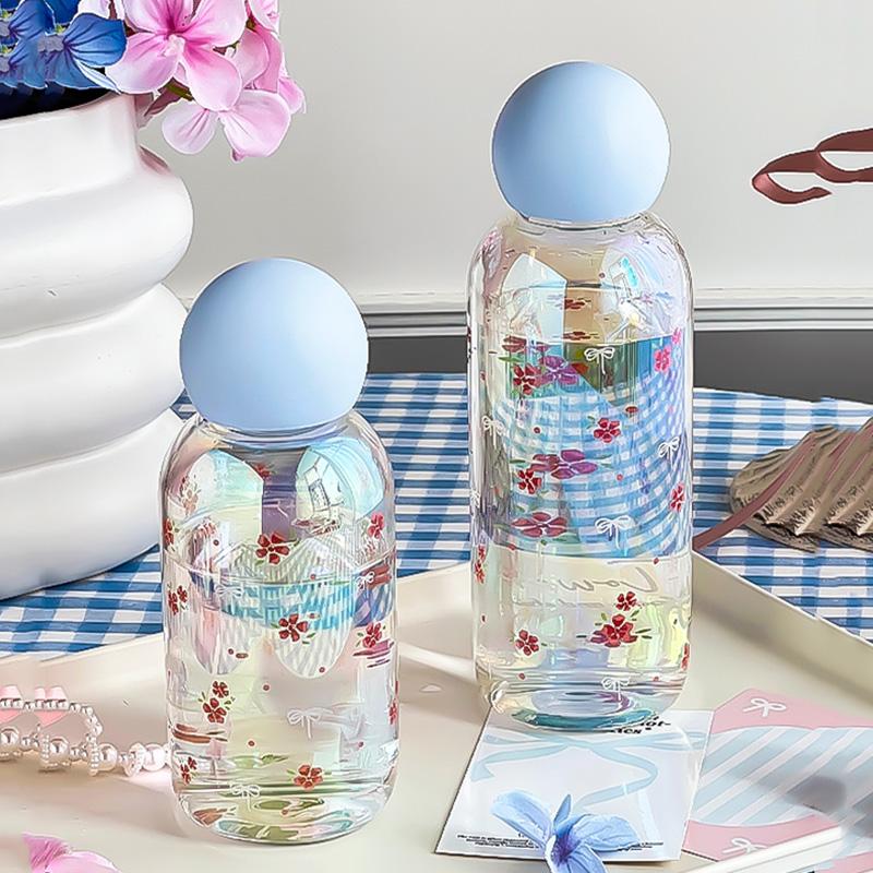 Kawaii Glass Water Bottle For Girls Woman Transparent Glass Cup For Hot and Cold Beverages Heat-resistant Glassware Drinkware