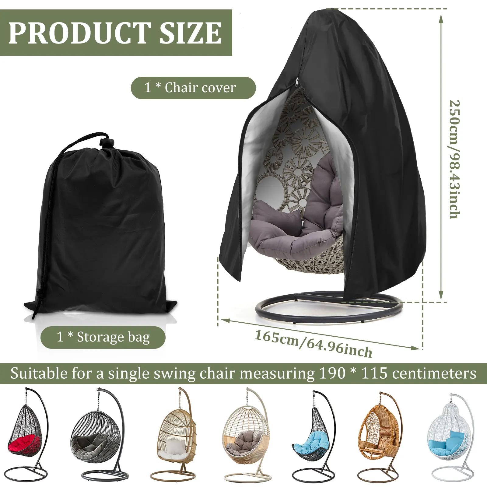 

Patio Egg Chair Covers Oxford Cloth Dustproof Swing Seat Cover with Zipper Single/Double Waterproof Hanging Swing Protector