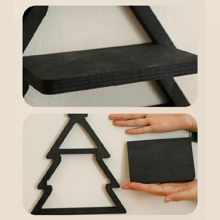 Stylish Wood Wall Shelf for Holiday Festivals Christmas Tree Shape Floating Shelves Candle Display Hanging Storage Rack