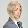 Light Blonde Short Hair Synthetic Straight Wig for Women Daily Cosplay Use Heat Resistant Fibre