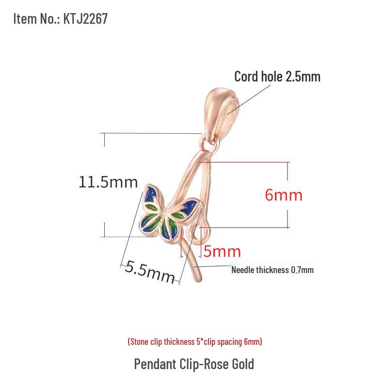 

925 Sterling Silver Butterfly Peace Buckle Necklace Accessory for DIY Jade or Amber Pendant