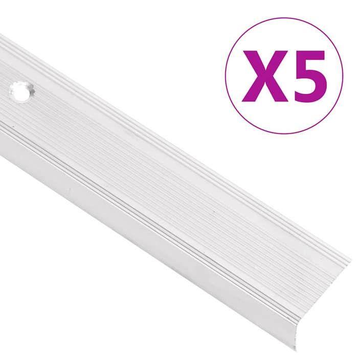 VidaXL Stair Nosing L-shape 5 Pcs Aluminium 90 Cm Silver, Stair Treads, Stair Edges, Stair Profiles, 146734