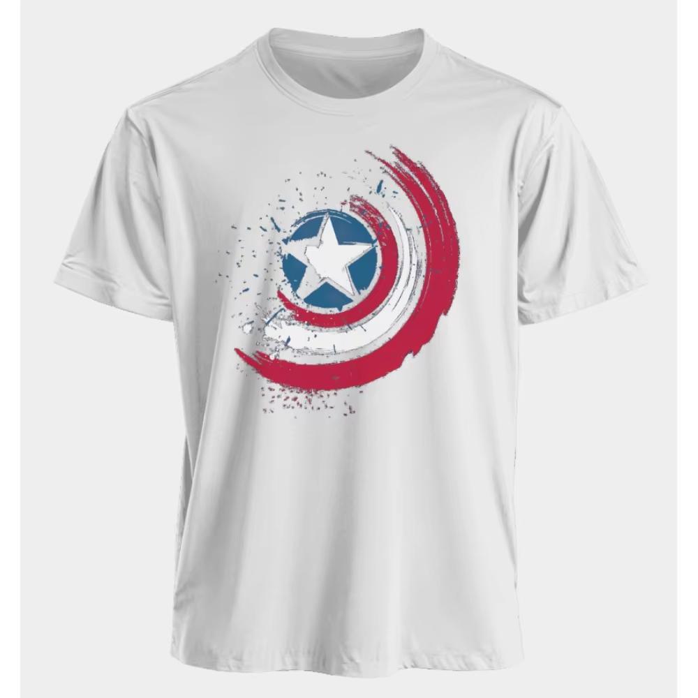Marvel Mens and Womens Tshirts Captain America Summer Spring and Autumn New Classic Oversized Sporty Trendy Shortsleeved