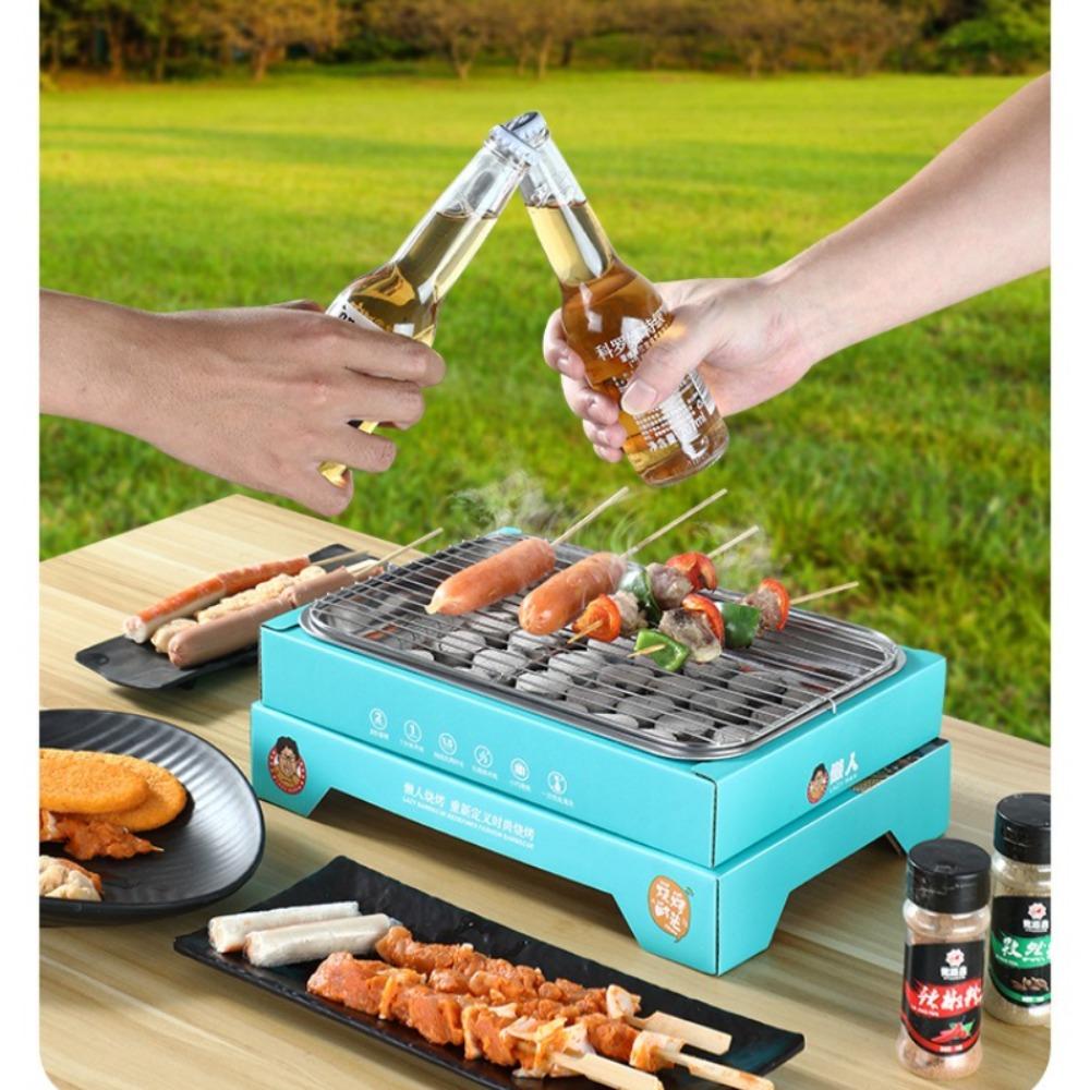 Disposable Grill, Portable Charcoal Grill Barbecue, Grilling Kit for Indoor Outdoor cooking Grill Set for BBQ Picnic Camping