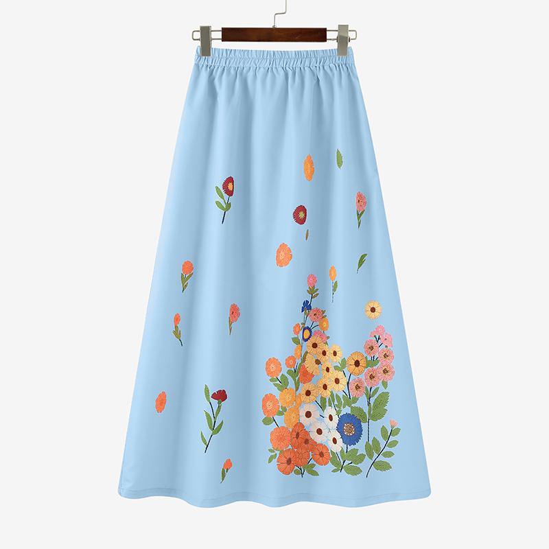 ZANZEA Women Casual Elastic Waist Loose Summer Floral Skirts
