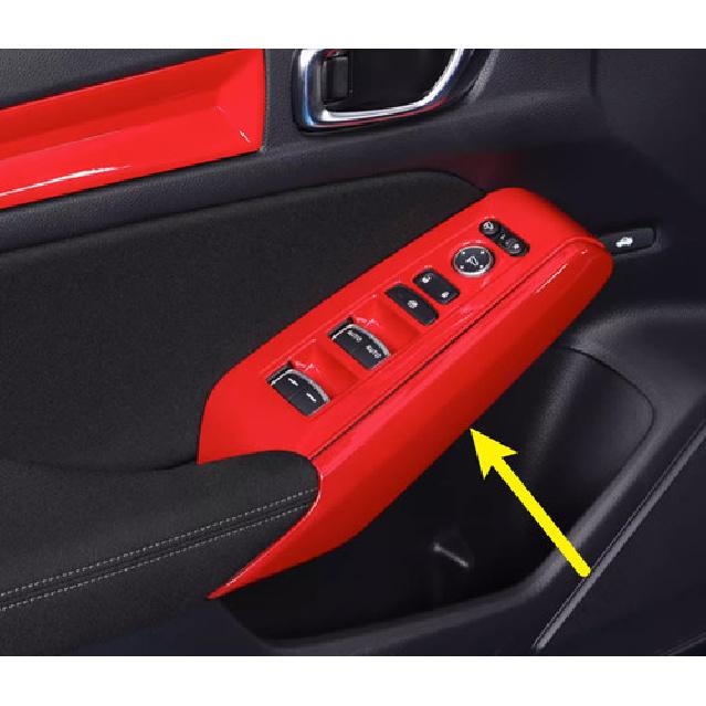 Interior Door Armrest Panel Strip Trim For Honda Civic 11th - Bright Red
