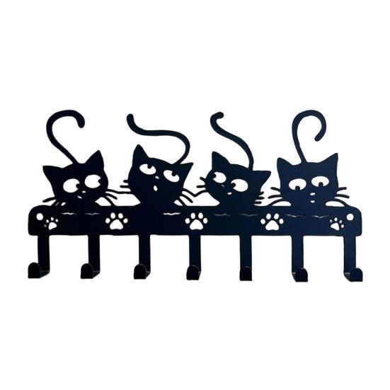 Metal Wall Mount Key Holder, Welcome Home Cat Dog Key Organizer Hook, Decorative Key Hanger Rack for Home Office Entryway