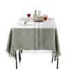 Tablecloth Gray Tassel Dustproof Dining Table Cloth Rectangular Household Cotton And Linen Table Mat