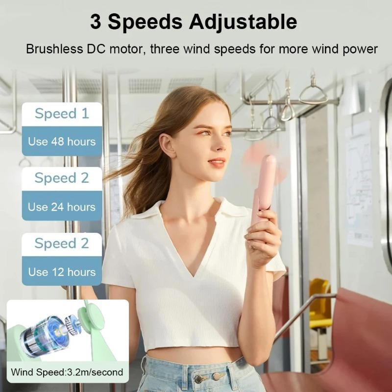Cute Mini Handheld Fan USB Emergency Power Bank Desktop Office Silent Folding Fan Hand Held Fan with 2000mAh Power Bank 3 Gears