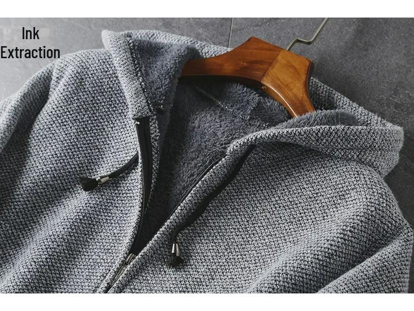 Men's Autumn/Winter Thick Hooded Knitted Cardigan Sweater Jacket