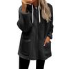 Fall Casual Oversized Fleece Hoodie Women Long Sleeve Zip Up Pullover Hooded Sweatshirt Jacket