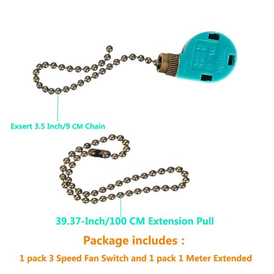 EU/US Replacement Adjustable Chain Ceiling Fan Speed Pull Switch Control Button