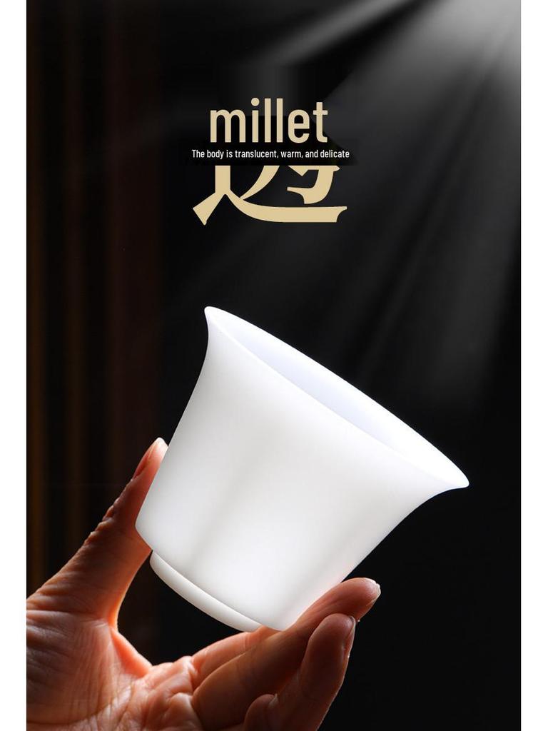 Icy Jade Porcelain Kung Fu Tea Set: Luxurious Mutton Fat White Gift for Office & Home