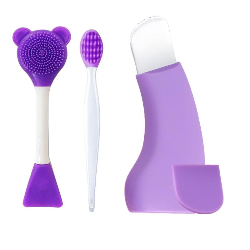 

3 шт. Силиконовая щетка-маска для очищения лица, Мульти-инструмент для ухода за кожей лица, Скраб, Эксфолиатор, Очиститель пор, От черных точек, Инструмент для глубокой очистки фиолетовый