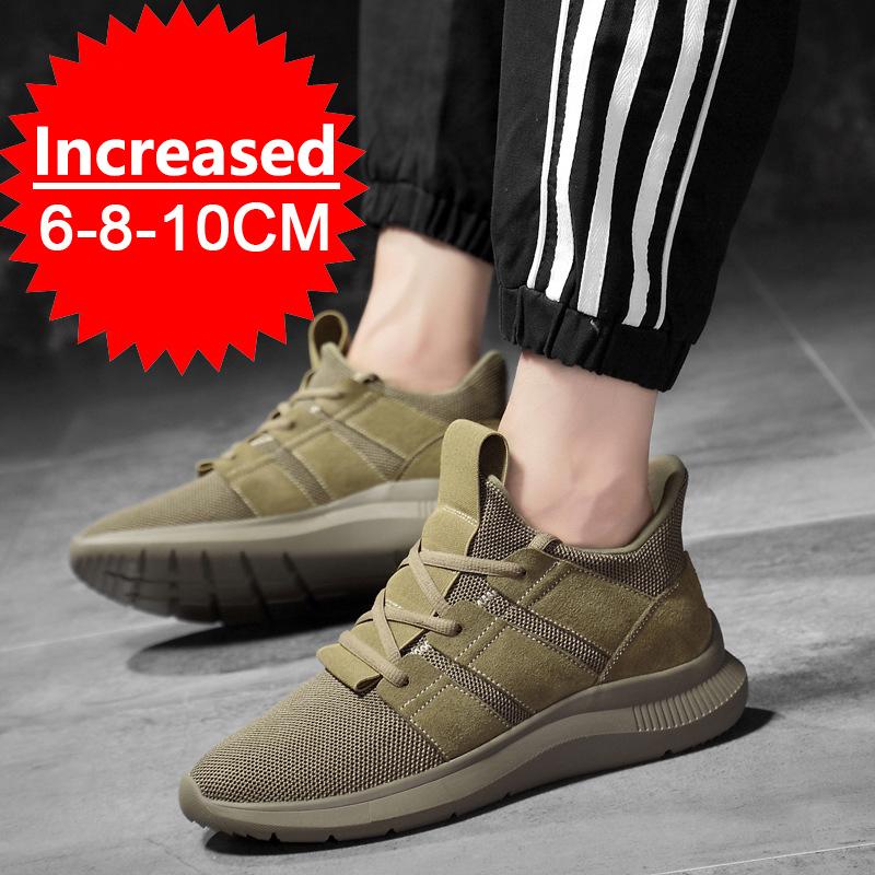 Fashion Men's Elevator Shoes Height Increase Sneakers Shoes for Men 10cm Sports Casual Shoes Invisible Inner Heightening 8cm Black Shoes