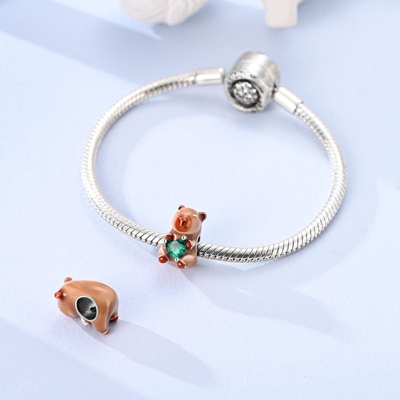 Cute Pet Capybara Embrace Love Charm Bead Components Bead Components Compatible With Do It Yourself Copper Metal Bracelet High Quality Fine Jewelry