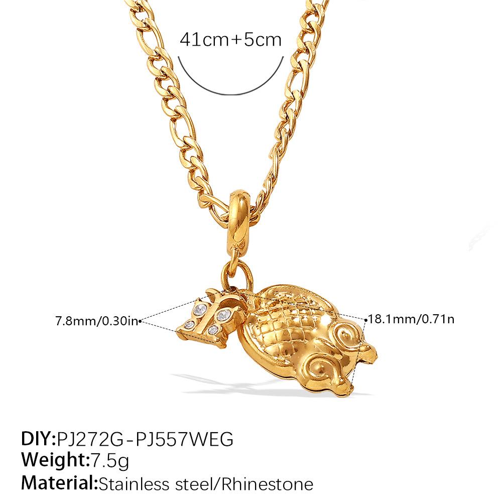Fashion Light Luxury Bear Pearl DIY Pendant Necklace Stainless Steel Gold Plated Versatile Necklace