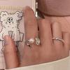 Fashionable Open Copper Ring With Irregular Pearl For Women In Trendy Summer Style