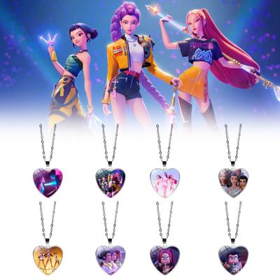 Korean Pop Hunters Necklace Anime Merchandise Necklace Cute Heart Pendant Anime Girl Group Necklace Gift