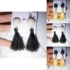 Sweet Korean Elegant Button Tassel Pendant Personality Long Earrings Temperament