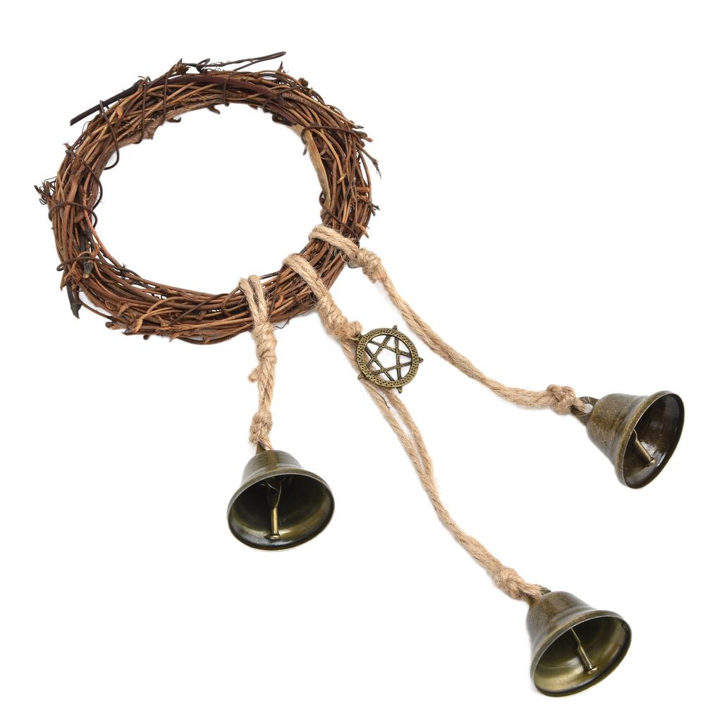 Campanelle a Vento ad Anello di Rattan Decorazione da Parete Anello di Corda di Vite Campanella per Casa Matrimonio
