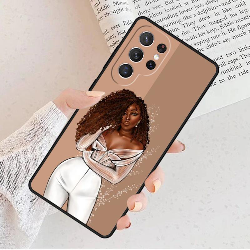 Black African Girl Phone Case For Samsung Galaxy S25 S23 S30 S8 S21 S20 FE S24 S22 Note 10 20 S8 Plus Lite Ultra