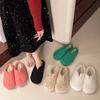 Autumn and Winter Simple Lazy Bag Head Wool Shoes Lamb Wool Lazy Half Drag Warm Outer Flat Slippers