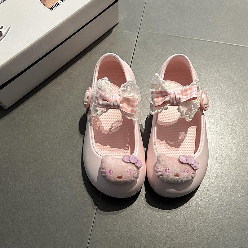 Cute cartoon bow Mary Jane shoes women 2025 summer new Hello Kitty outer wear bag head sandals single shoes