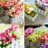 Silk & Plastic Flower Bouquet with Wooden Fence for Living Room Décor