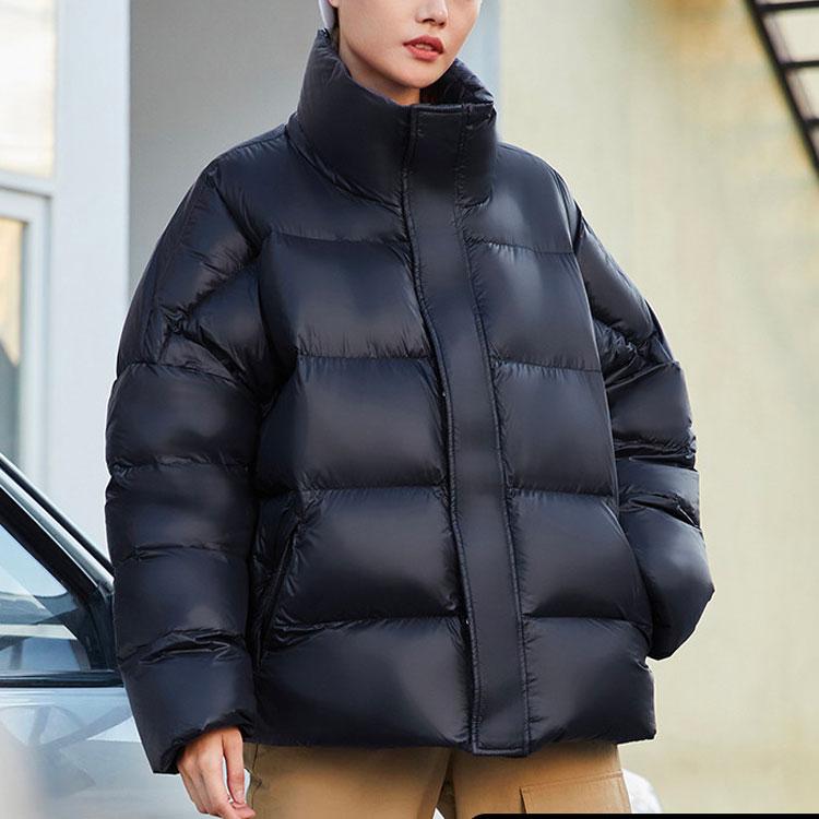 Li-Ning Solid Color Warm Stand Collar Short Down Jacket Women Outerwear Black AYMR506-2