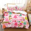 Merry Christmas Duvet Cover Set Twin King Queen Cartoon Santa Claus Bedding Set Polyester Christmas Gingerbread Man Quilt Cover