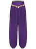 S-XXL Womens Belly Dance Outfit V Neck Short Sleeve Gold Trim Crop Top and Sequin Tassel Long Pants 2-piece Set for India Dance Folk Dance
