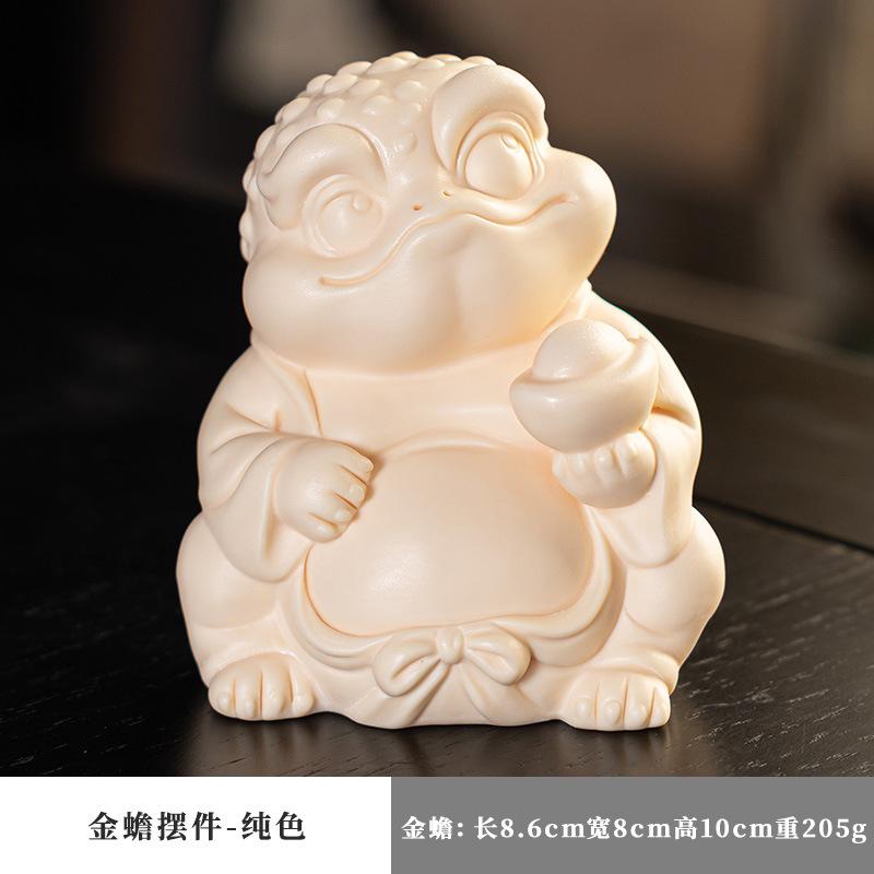 Three-legged golden toad tea pet lotus fragrance insert white porcelain color spray to attract wealth golden toad fragrance insert tea table ornament