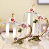 Paris March Enamel Flower Tea Cup - High-Temp Resistant Crystal Glass Gift for Teacher's Day or Girlfriend