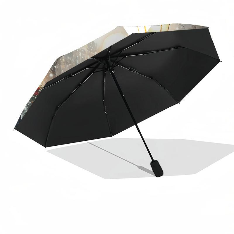 Carolers, Winter Wonderland Automatic Folding umbrella Compact 8 rib Design, Unique Style, Suitable for Everyday Outdoor Use, Perfect Gift f