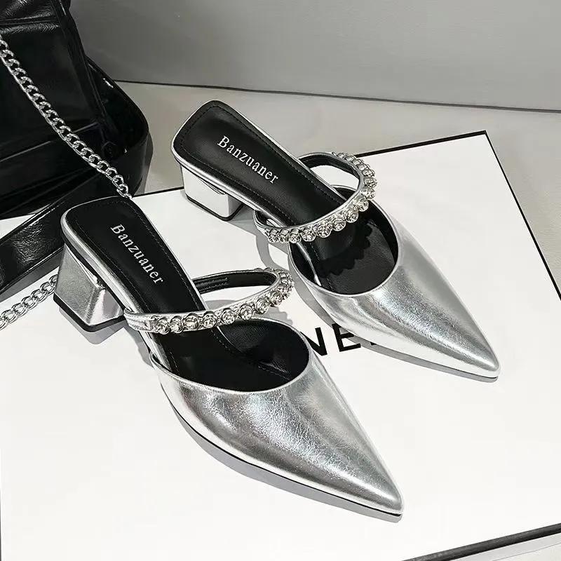  sapatos femininas women fashion silver sexy party wedding square heel shoes lady casual spring summer shoes ab604